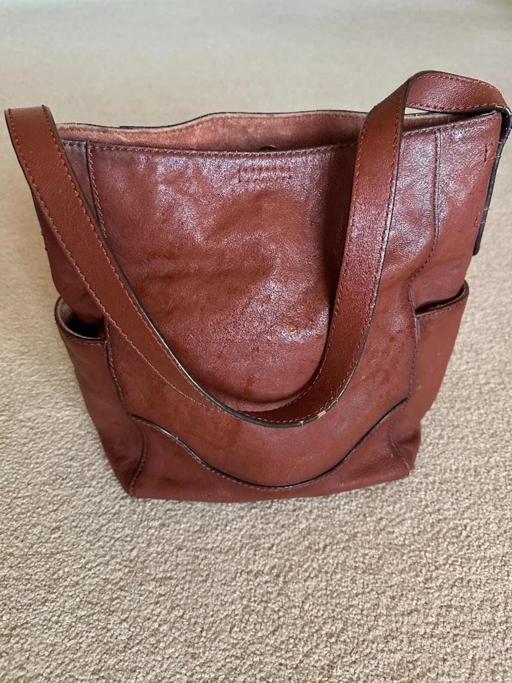 Frye Cognac Brown Leather Bucket Boho Bag